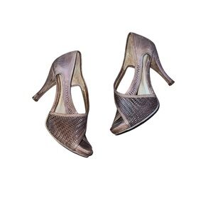 Michael Jolie Elegant Brown Woven Women's Heels Size 38 1/2